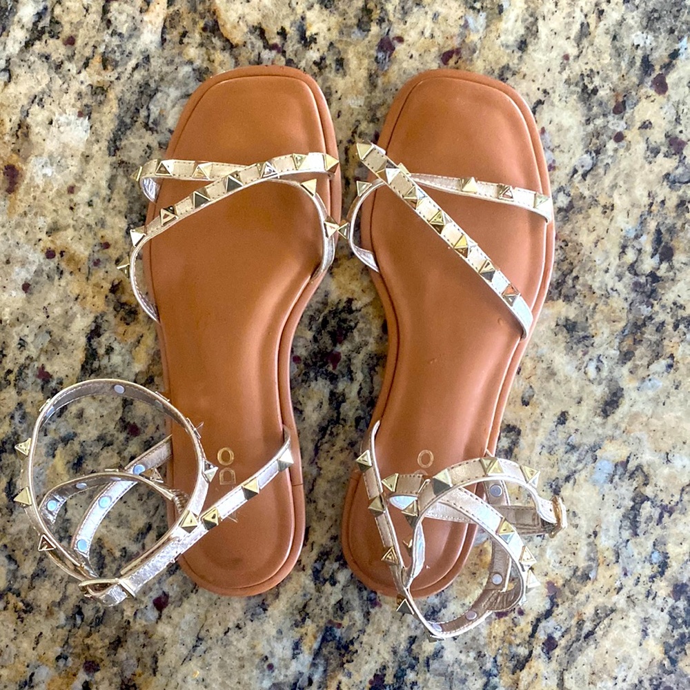 Gold Studded Gladiator Sandal with AnkleStraps! Size 7.5